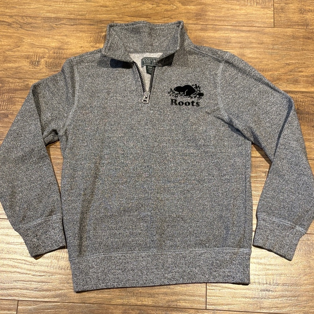 Roots kids quarter zip heathered grey sweatshirt